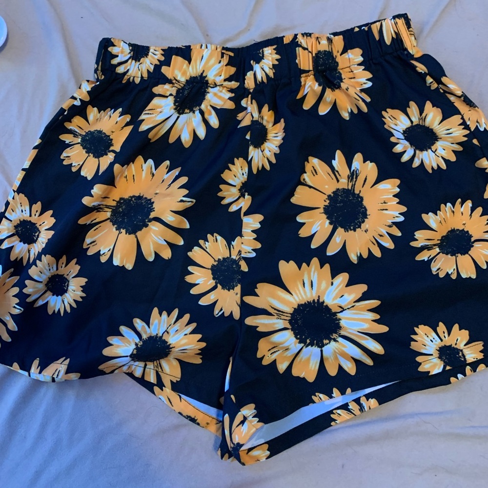 flowy sunflower shorts from shein